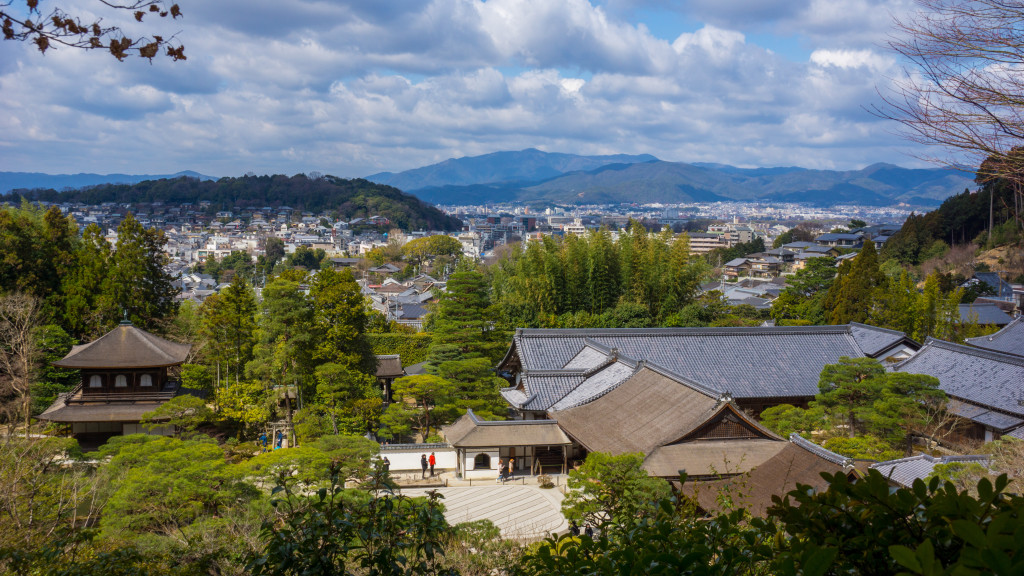view from above the Ginkaku-ji temple complex with Kyoto city spread out below | cultivatorkitchen.com