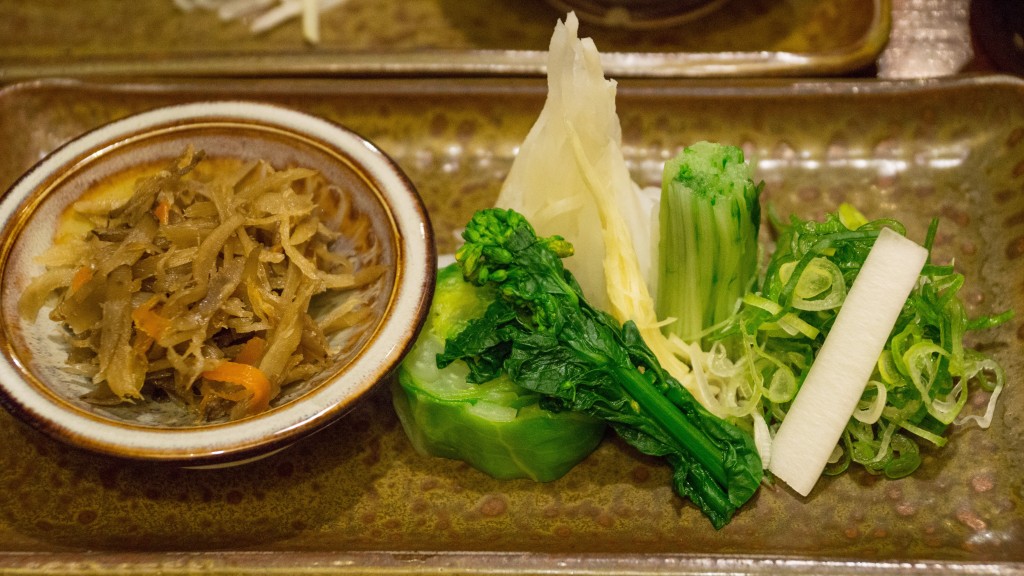 Kyoto vegetables sides including nanohana (similar to rapini) at Omen Restaurant, Kyoto, Japan | cultivatorkitchen.com