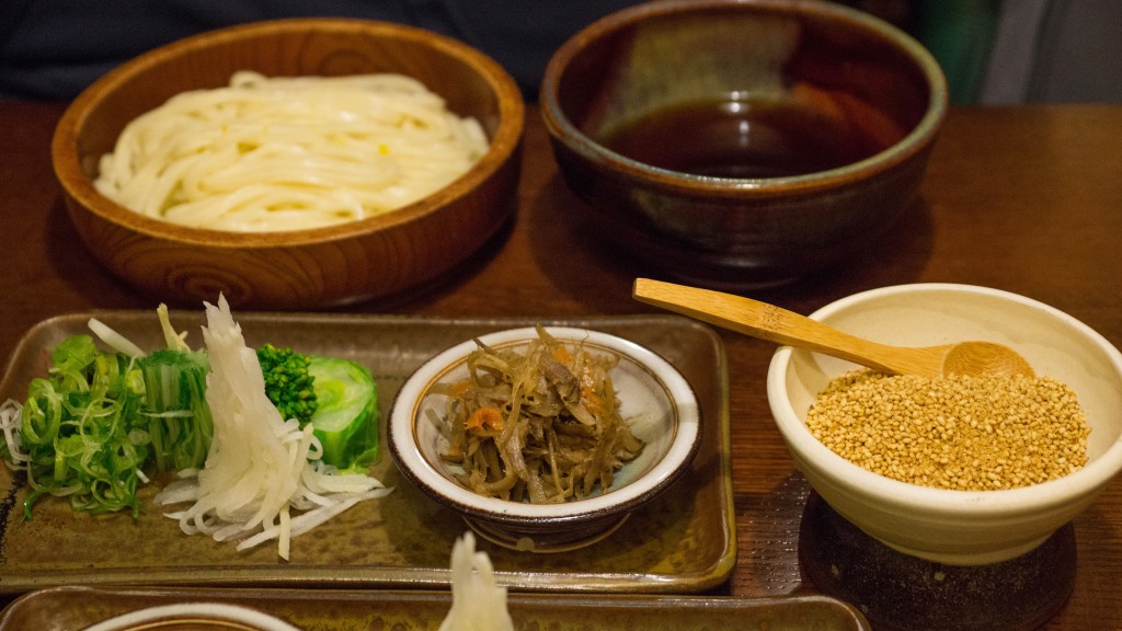 Traditional udon (wheat) noodle meal with Kyoto vegetables at Omen Restaurant, Kyoto, Japan | cultivatorkitchen.com