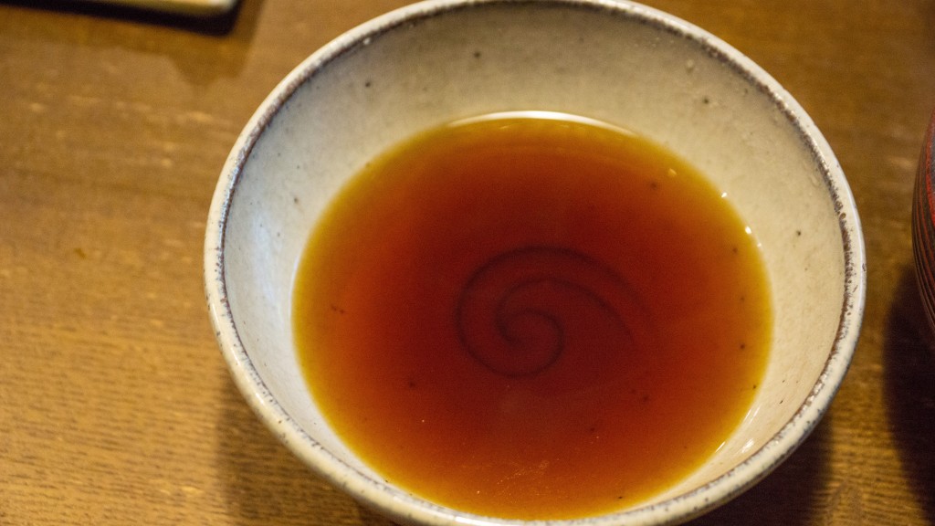 Omen vegetarian dipping sauce, made from fish-free stock, Kyoto, Japan | cultivatorkitchen.com