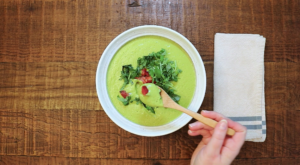 Low Fat Raw Vegan (LFRV) Warm & Creamy Pea Soup Recipe | Cultivator Kitchen