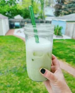 Iced Matcha Latte with Oat Milk! Vegan and Gluten-Free by CultivatorKitchen.com